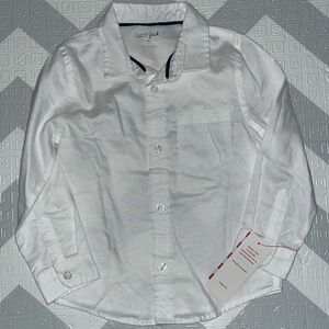 Kids plain white button up long sleeve t shirt 4T